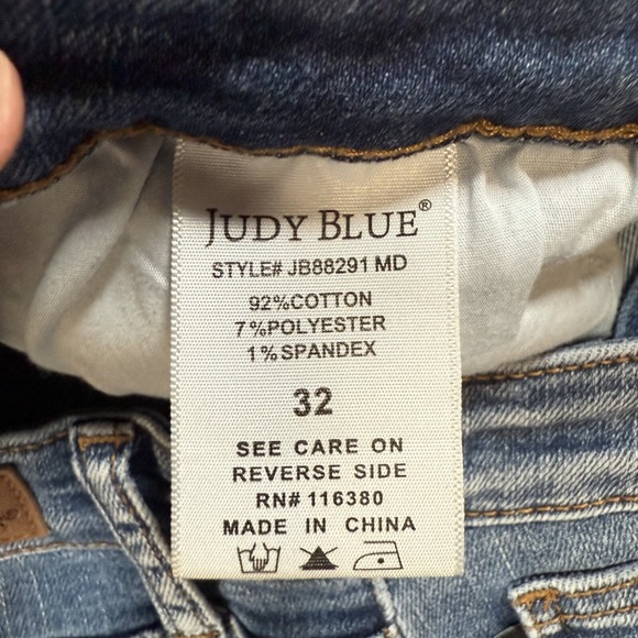 Judy Blue Jeans Womens 32 (Fits 32x24) Wide Leg Crop Stretch Medium Wash - Picture 6 of 15